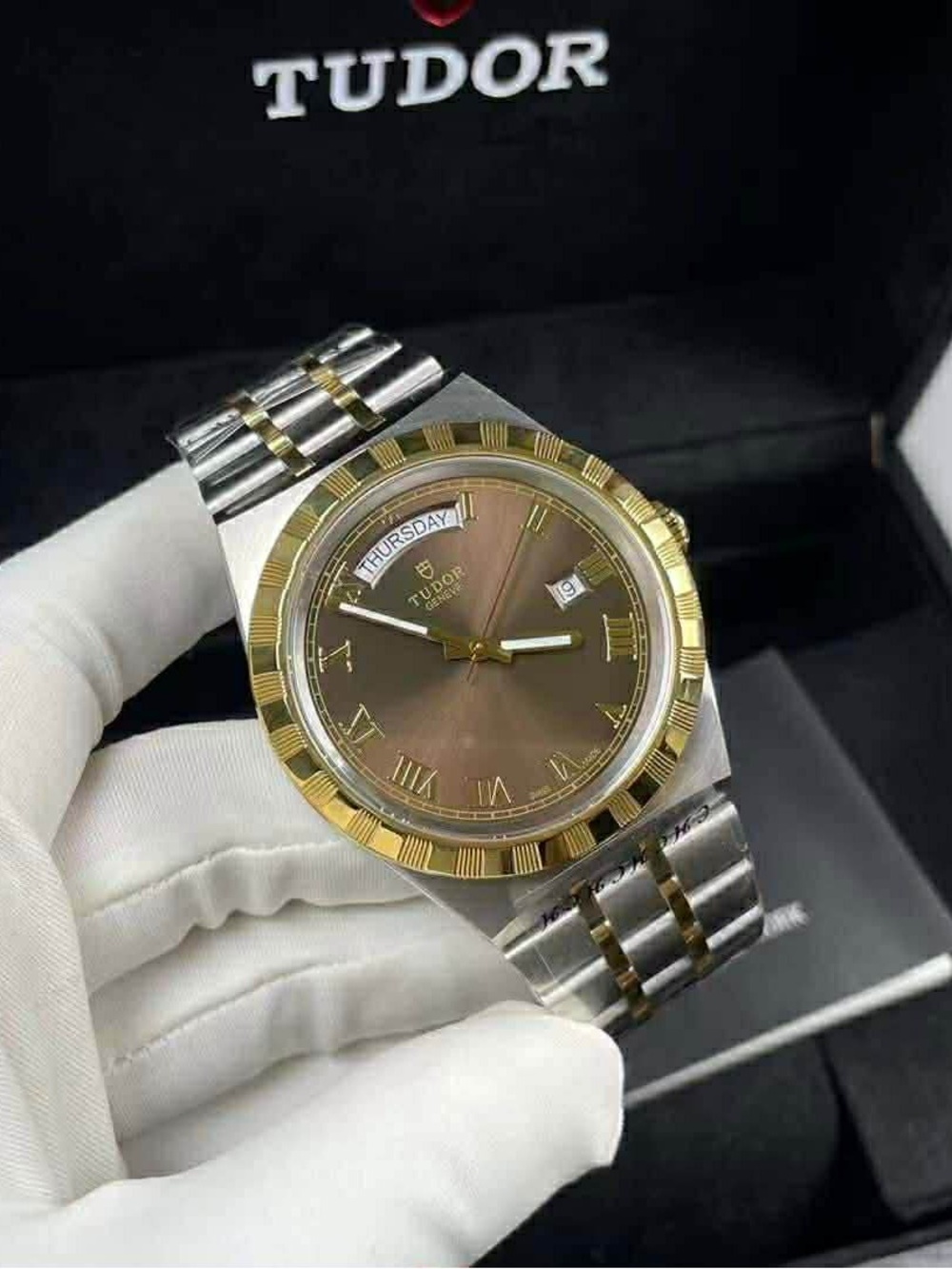 VFS Tudor Royal Two-Tone Watch with Brown Dial and Gold Bezel - Picture 3 of 3